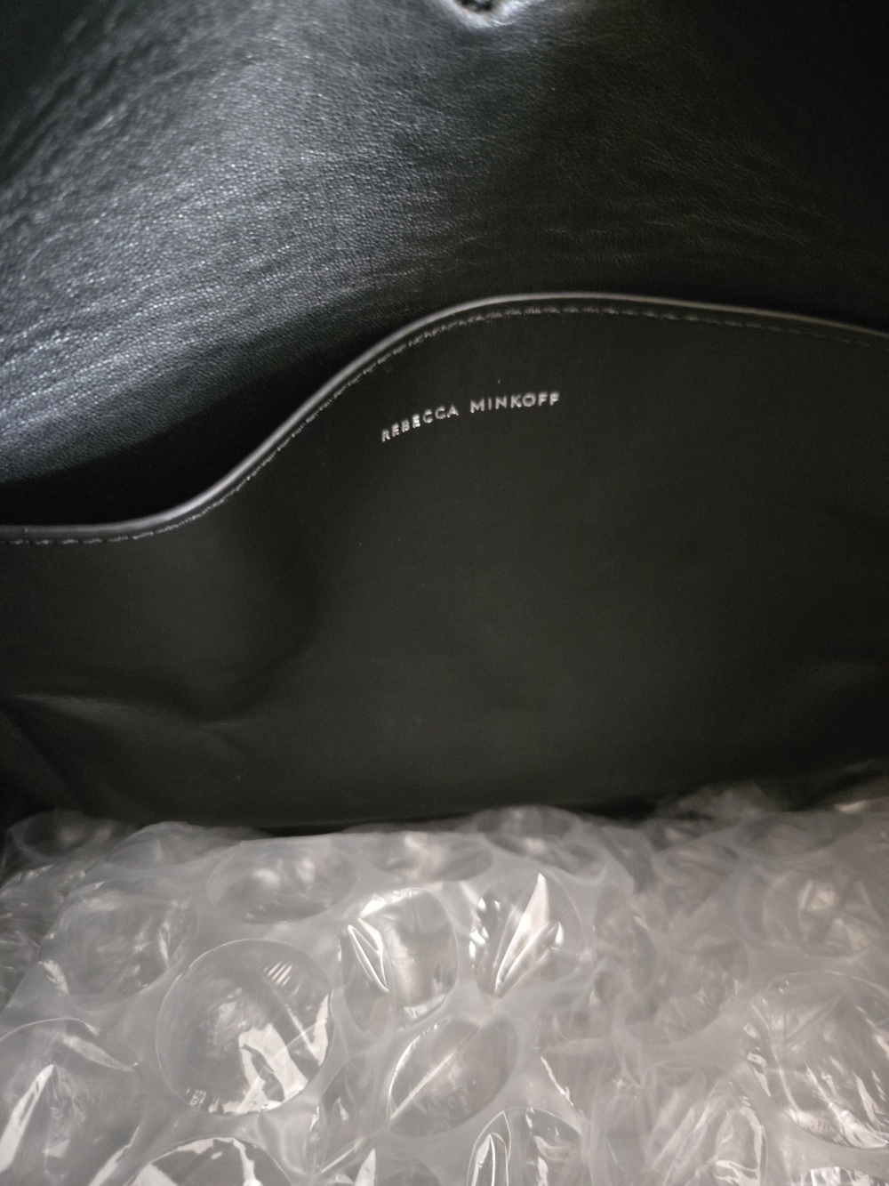 Rebecca Minkoff Black Leather Tote with Cream/White Polka Dot Print. Like New! - Picture 10 of 15
